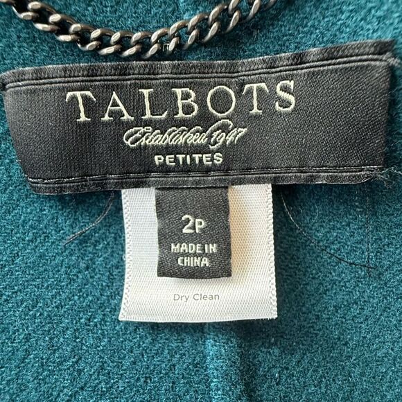 Talbots • Teal Wool Jacket Coat Blazer • Size 2 Petite • 3/4 Sleeve - Picture 9 of 13
